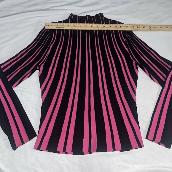 Cyrus Black Pink Mock Neck Long Sleeve Blouse M Medium Y2K - Picture 7 of 11